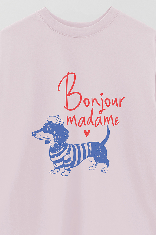 REMERA OVER ESTAMPADA DOG BONJOUR MADAME