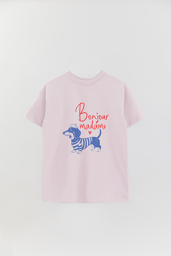 REMERA OVER ESTAMPADA DOG BONJOUR MADAME