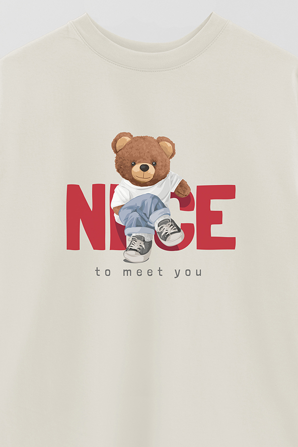 REMERA OVER ESTAMPADA UNISEX NICE TO MEET YOU