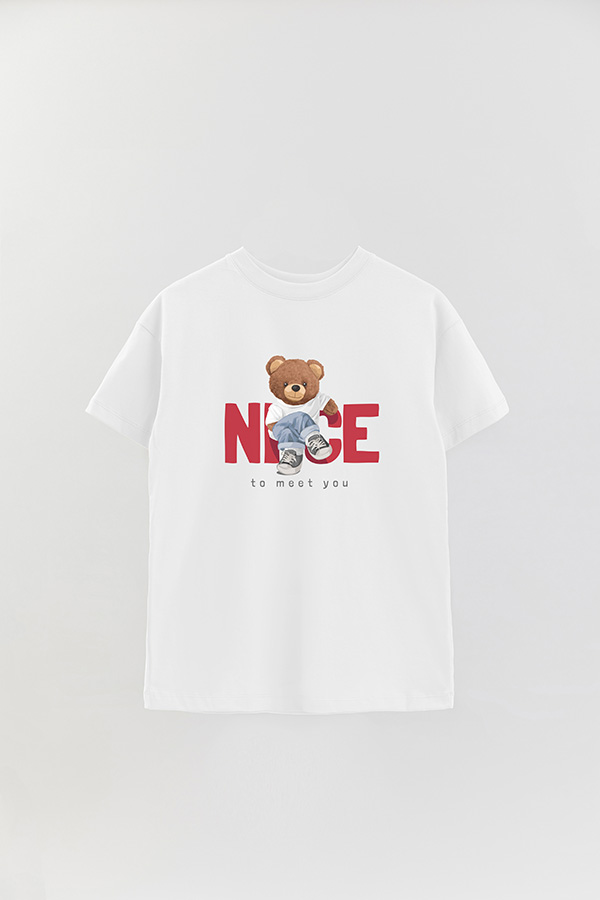 REMERA OVER ESTAMPADA UNISEX NICE TO MEET YOU