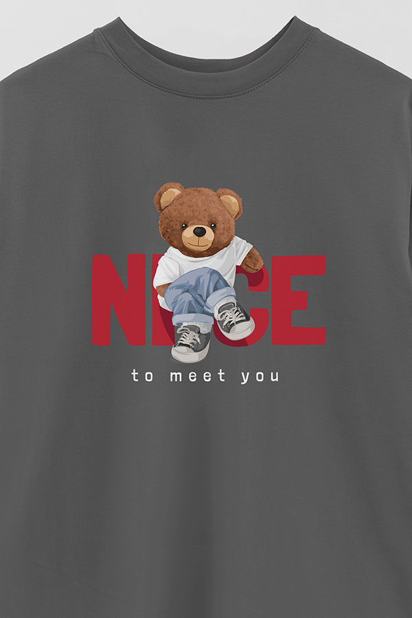 REMERA OVER ESTAMPADA UNISEX NICE TO MEET YOU