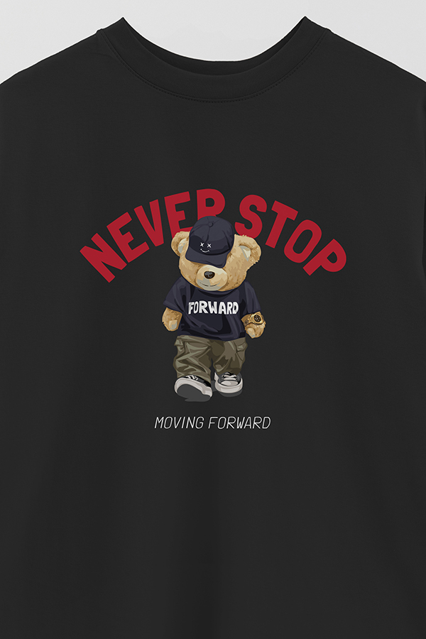 REMERA OVER ESTAMPADA UNISEX NEVER STOP