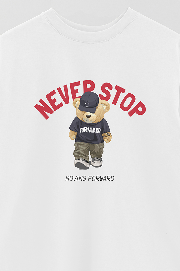 REMERA OVER ESTAMPADA UNISEX NEVER STOP