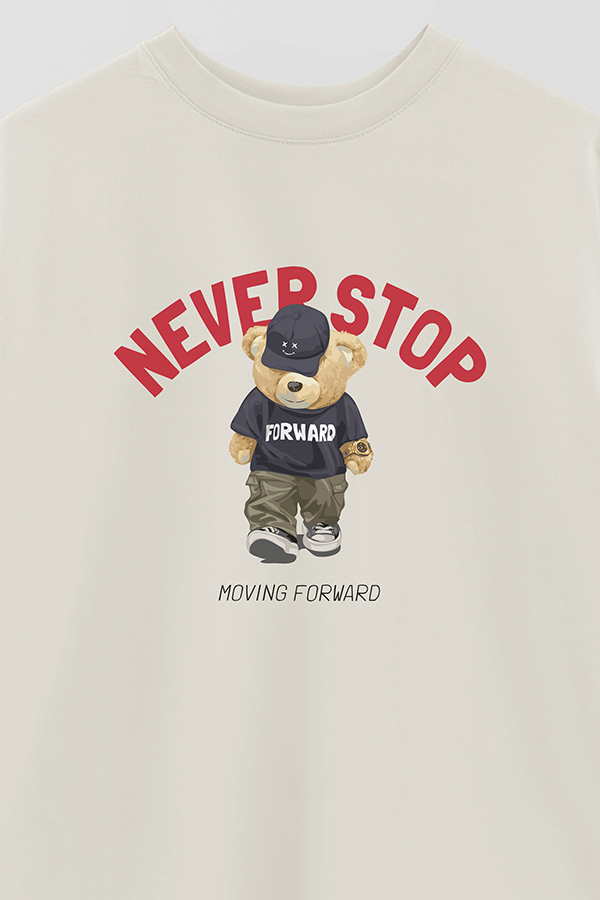 REMERA OVER ESTAMPADA UNISEX NEVER STOP