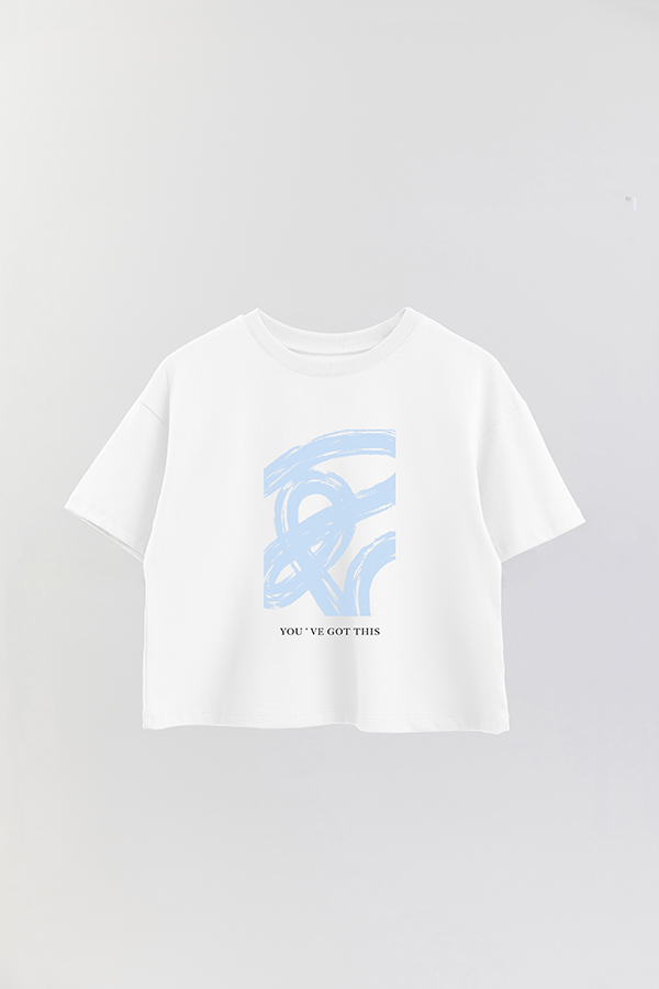 REMERA CROP ESTAMPADA PINK BLUE YOU'VE GOT THIS