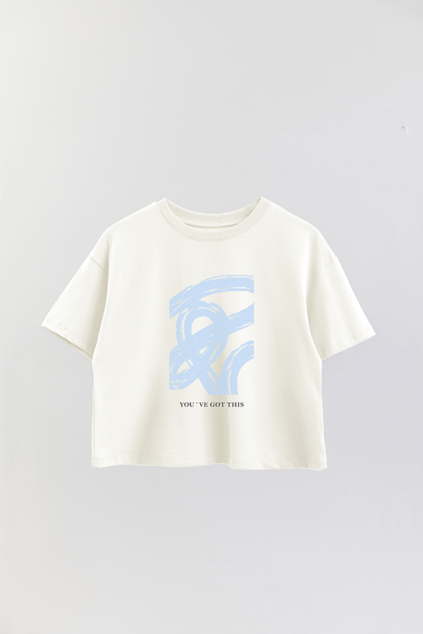 REMERA CROP ESTAMPADA PINK BLUE YOU'VE GOT THIS