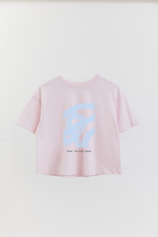 REMERA CROP ESTAMPADA PINK BLUE YOU'VE GOT THIS