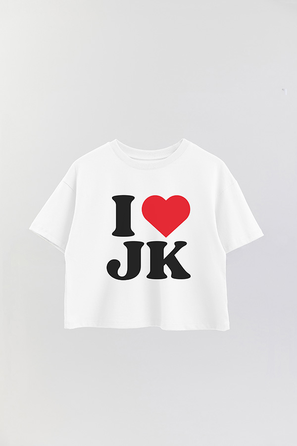 REMERA CROP ESTAMPADA BTS I ♥ JK
