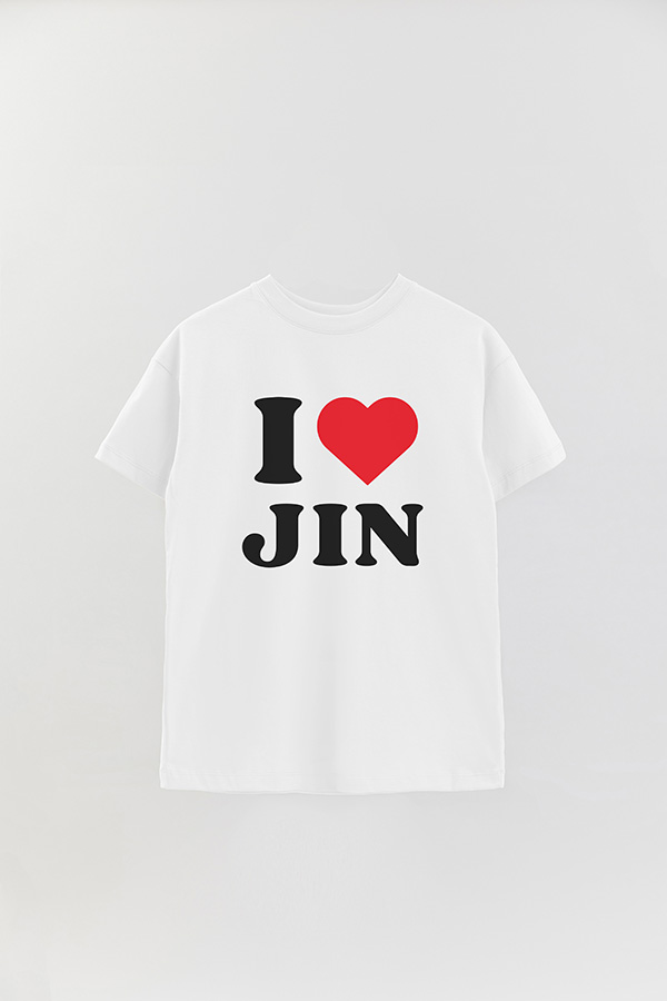 REMERA OVER ESTAMPADA BTS I ♥ JIN