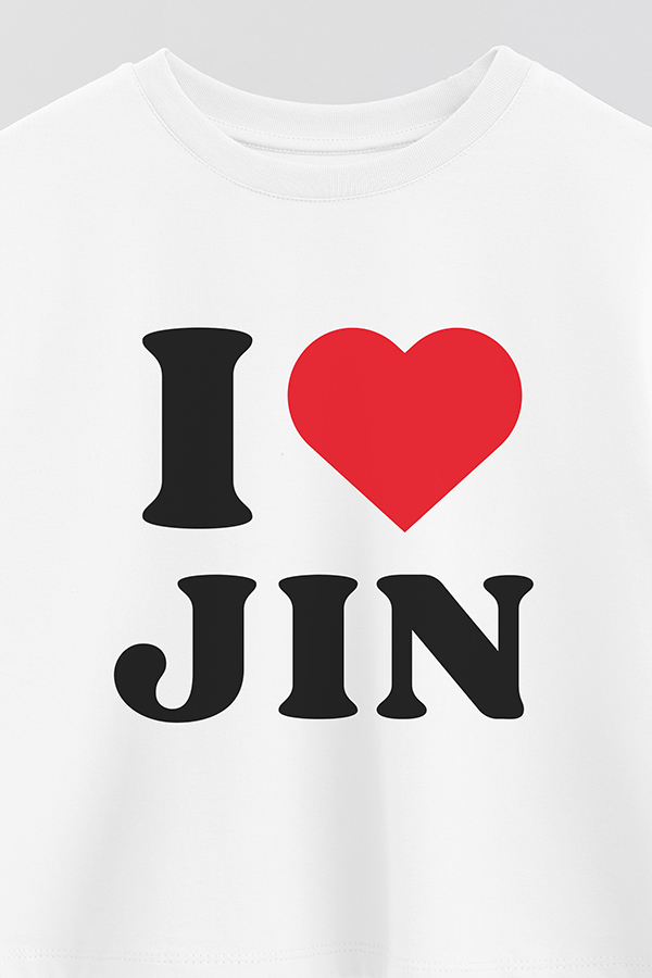 REMERA CROP ESTAMPADA BTS I ♥ JIN