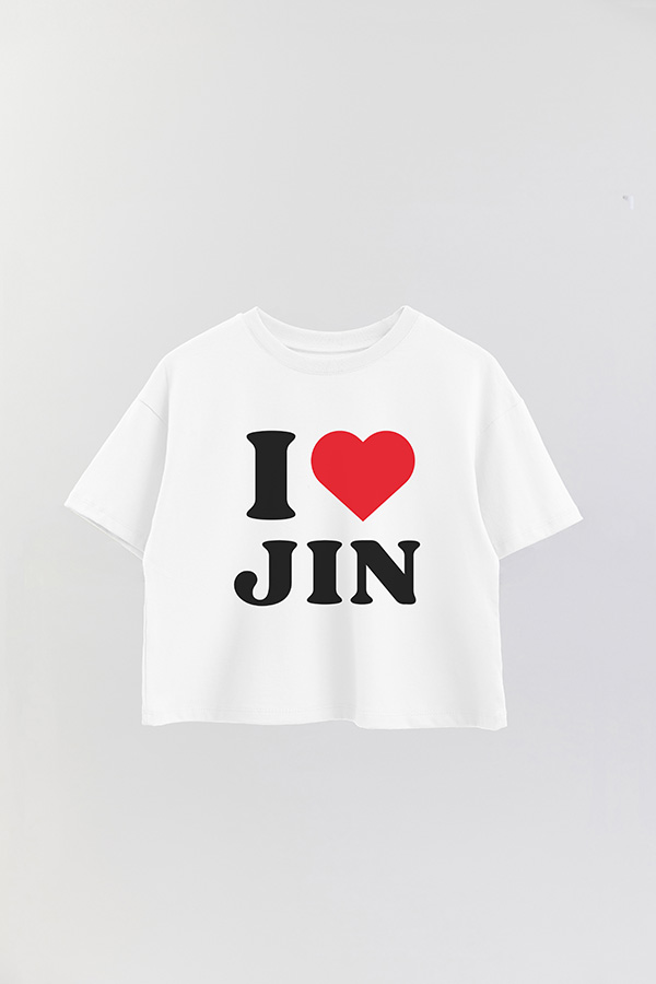 REMERA CROP ESTAMPADA BTS I ♥ JIN