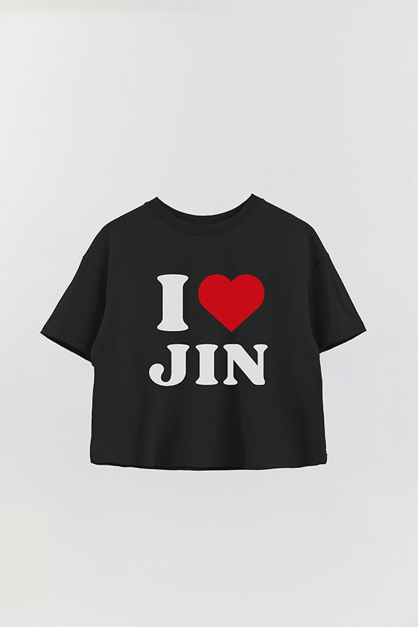 REMERA CROP ESTAMPADA BTS I ♥ JIN