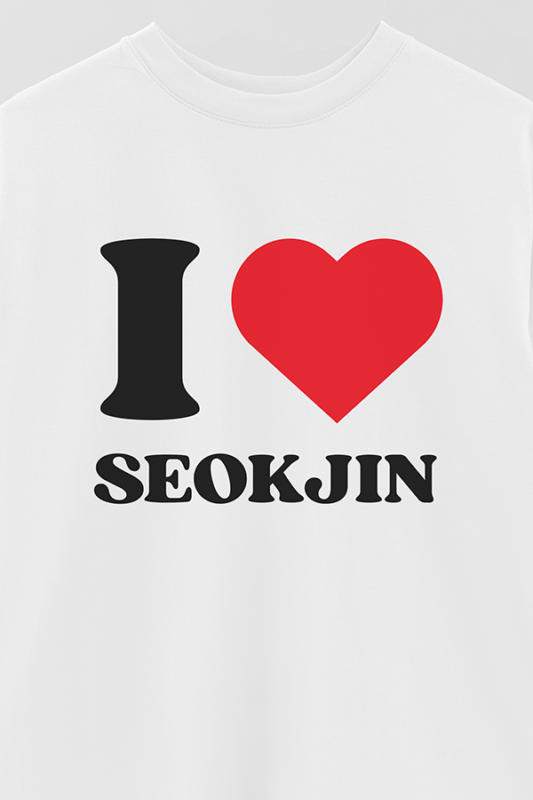 REMERA OVER ESTAMPADA BTS I ♥ SEOKJIN