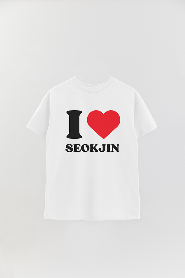 REMERA OVER ESTAMPADA BTS I ♥ SEOKJIN