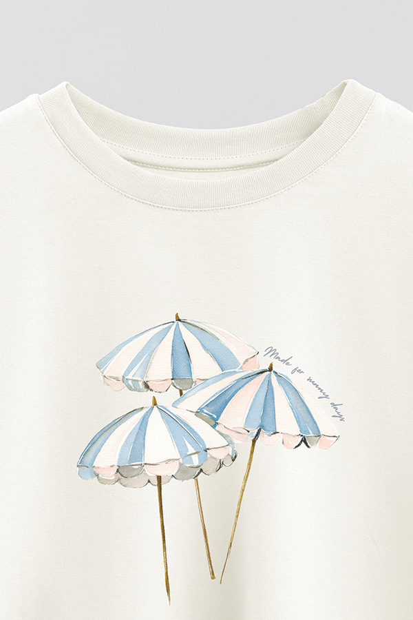 REMERA CROP ESTAMPADA COASTAL MADE FOR SUNNY DAYS