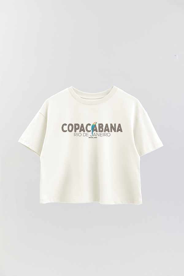 REMERA CROP ESTAMPADA COPACABANA
