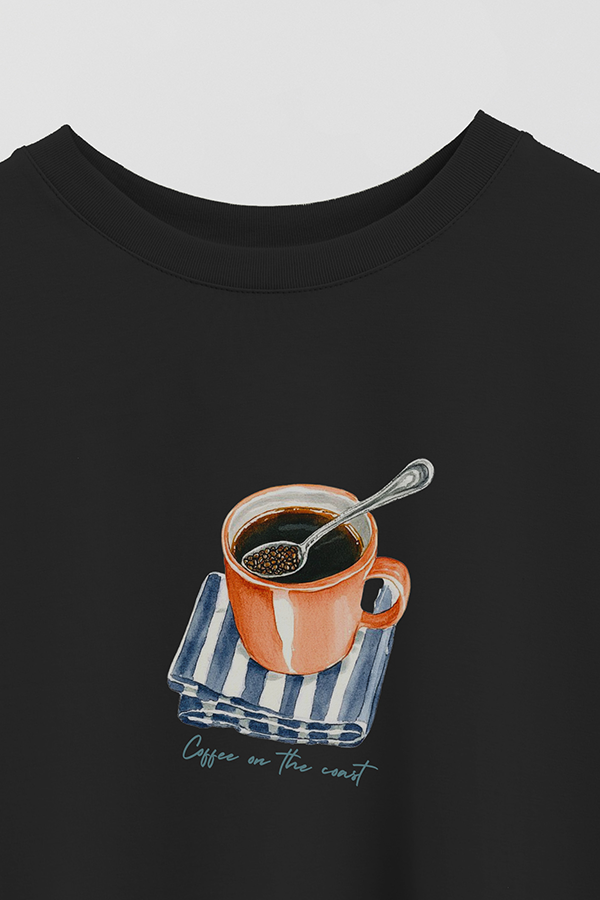 REMERA CROP ESTAMPADA COASTAL COFFEE ON THE COAST