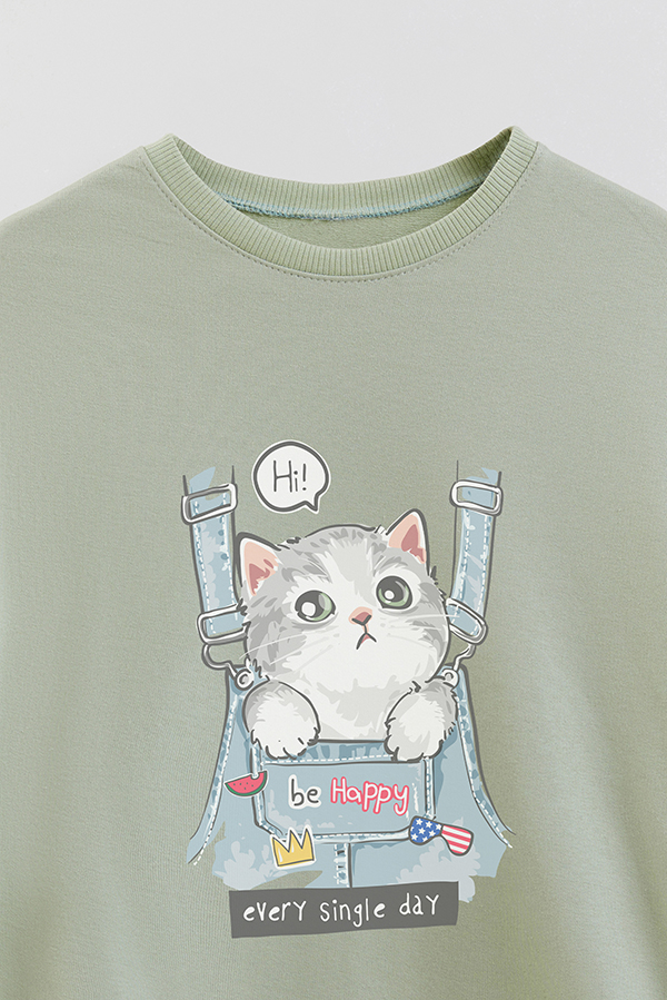 BUZO CREWNECK RUSTICO KITTY DREAMS BE HAPPY
