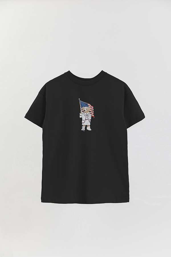 REMERA OVER ESTAMPADA UNISEX BEAR USA FLAG 1