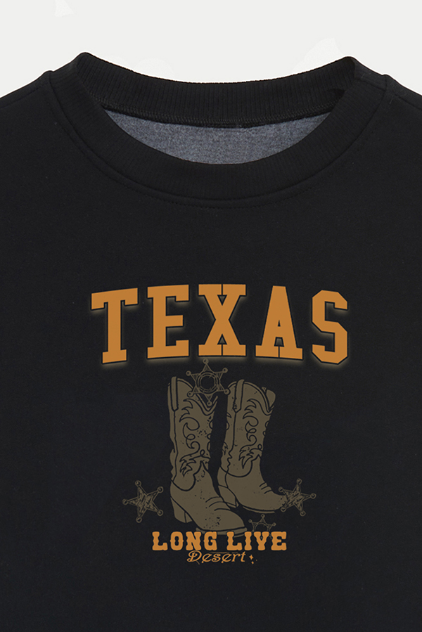 BUZO CROP ESTAMPADO TEXAN LIVE