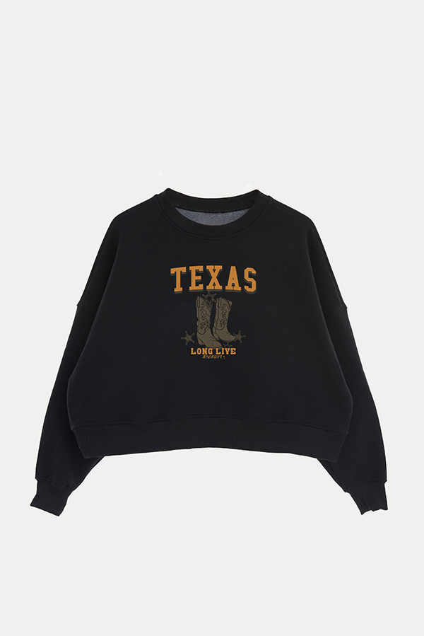 BUZO CROP ESTAMPADO TEXAN LIVE