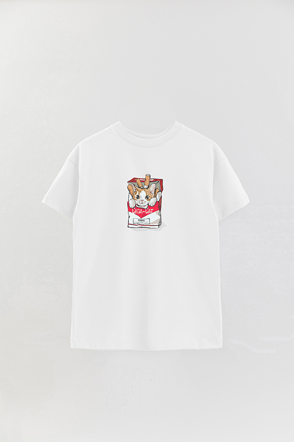 REMERA OVER ESTAMPADA CAT CIGA CAT
