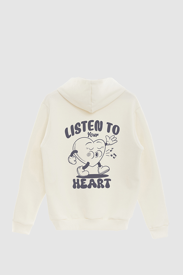 HOODIE ESTAMPADO CARTOON ILLUSTRATION LISTEN TO YOUR HEART