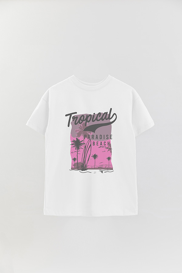 REMERA OVER ESTAMPADA TROPICAL C