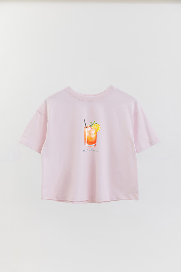 REMERA CROP ESTAMPADA COASTAL HEAT HIBISCUS