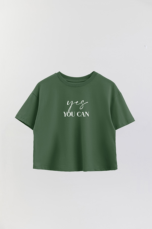 REMERA CROP ESTAMPADA ML YES YOU CAN