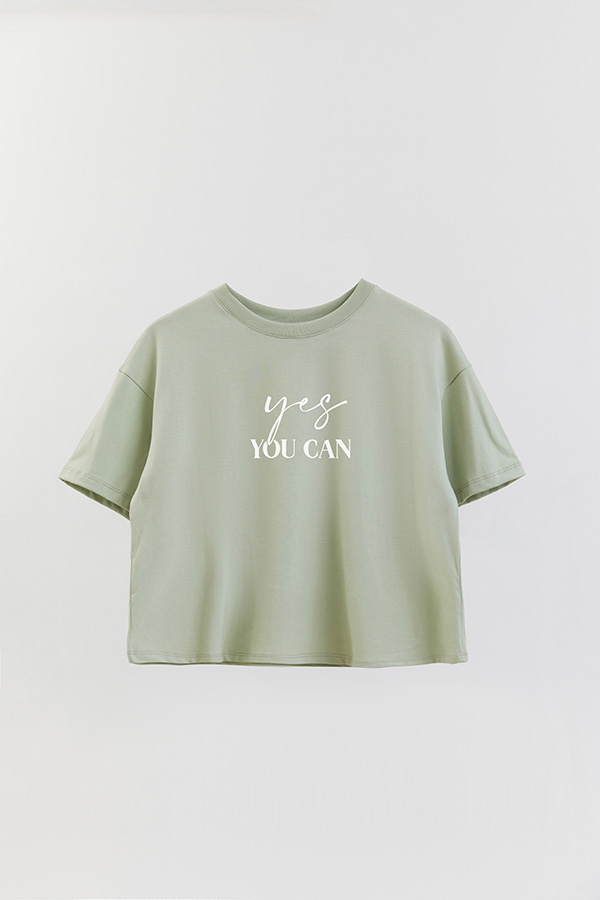 REMERA CROP ESTAMPADA ML YES YOU CAN