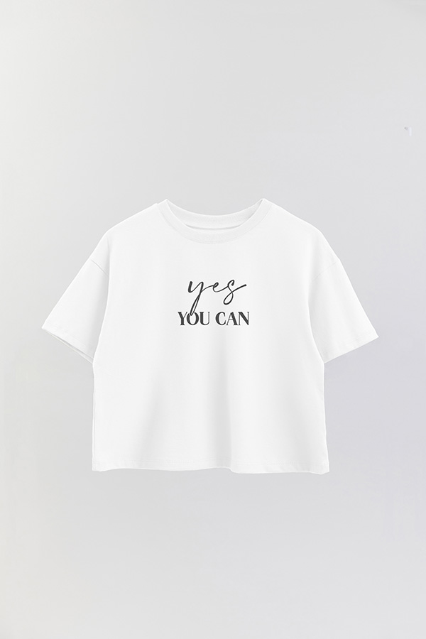 REMERA CROP ESTAMPADA ML YES YOU CAN