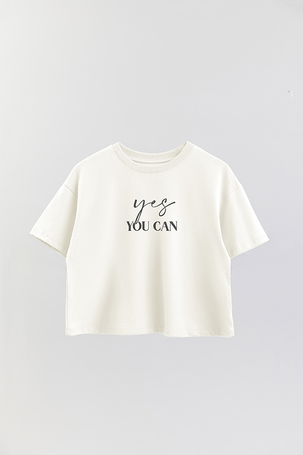REMERA CROP ESTAMPADA ML YES YOU CAN