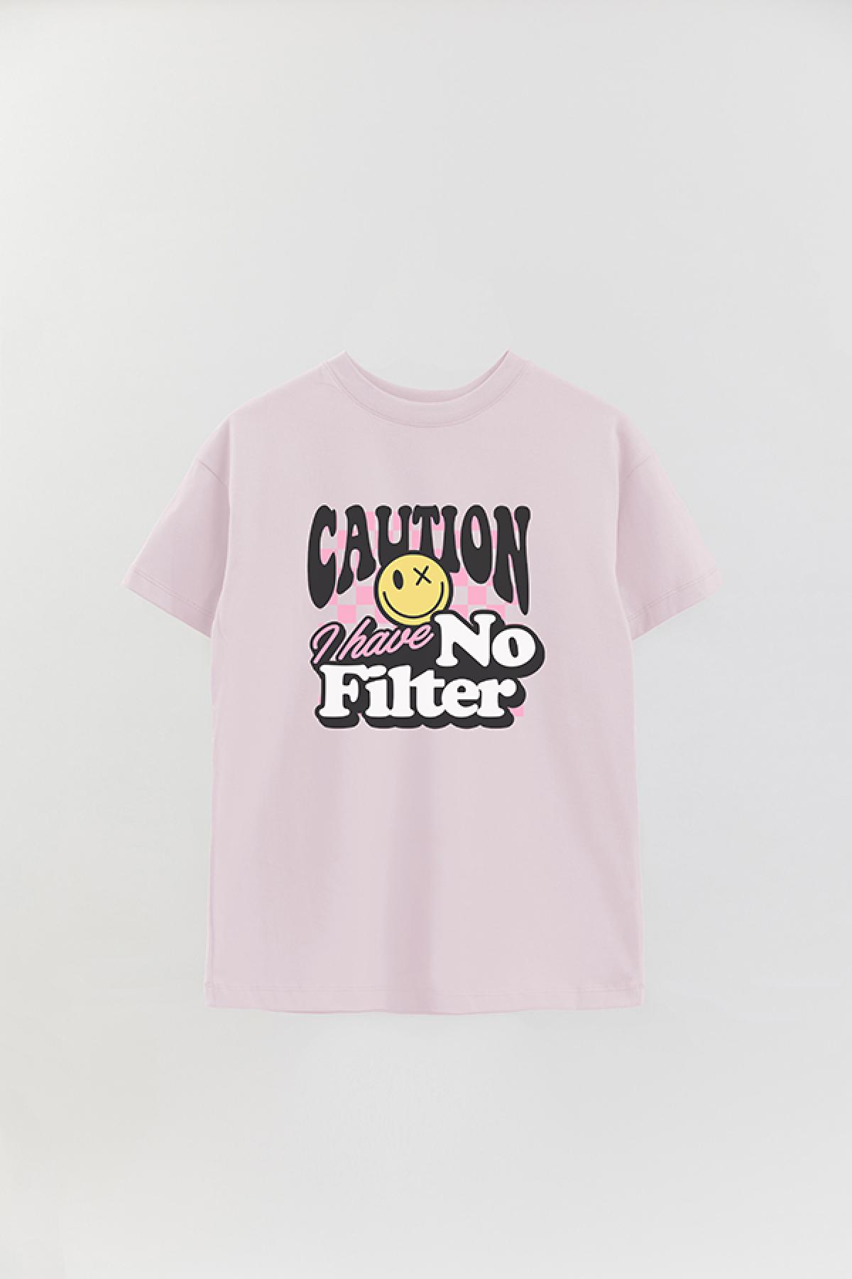 REMERA OVER ESTAMPADA LV5 CAUTION I HAVE NO FILTER