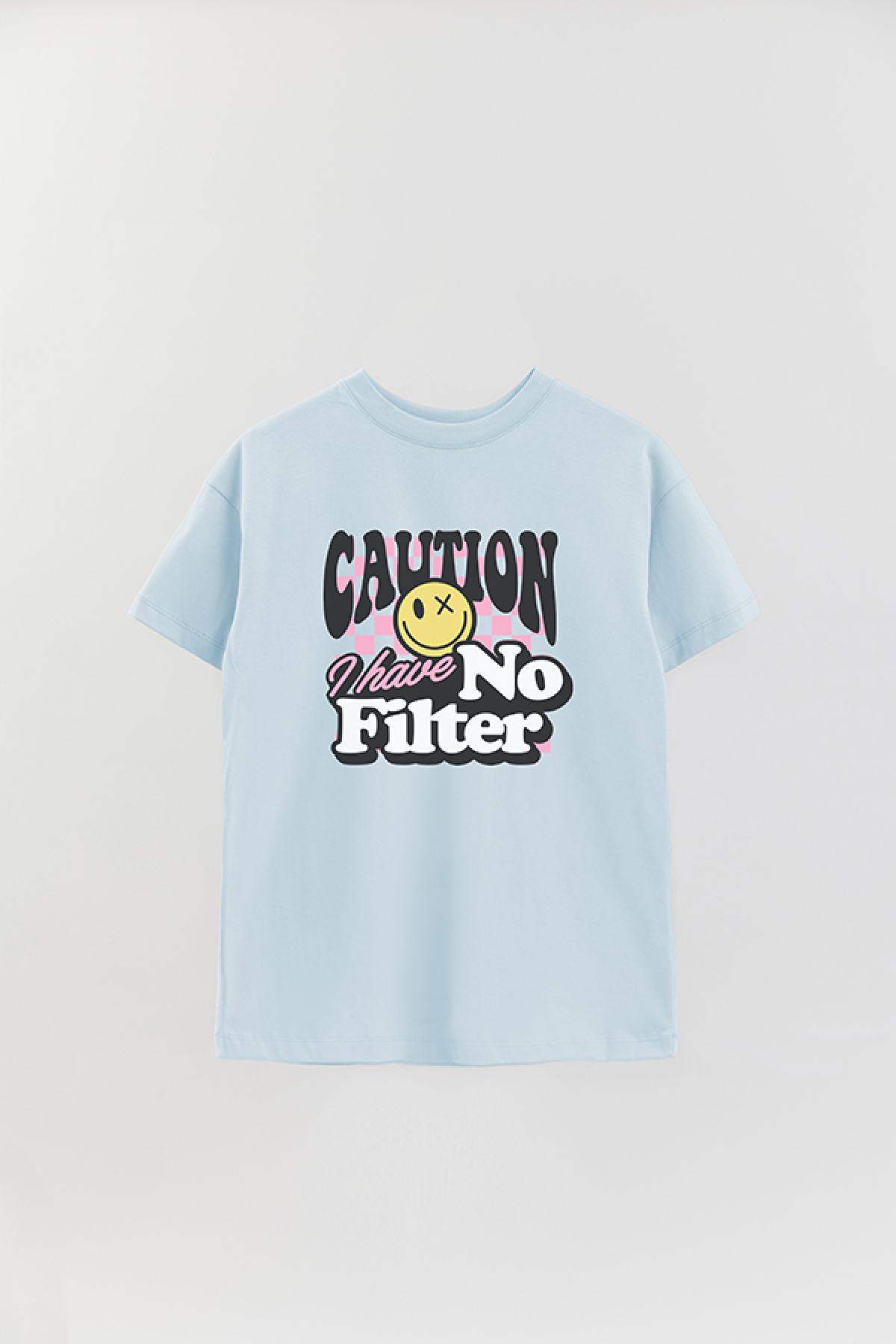 REMERA OVER ESTAMPADA LV5 CAUTION I HAVE NO FILTER