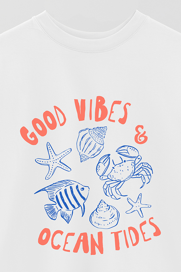 REMERA OVER ESTAMPADA GOOD VIBES AND OCEAN TIDES