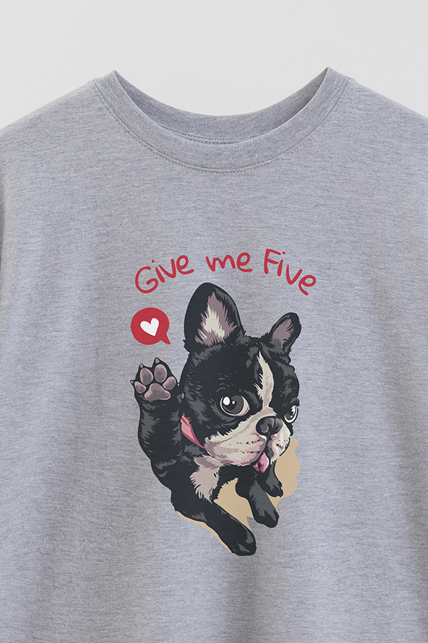 REMERA OVER ESTAMPADA DOG GIVE ME FIVE