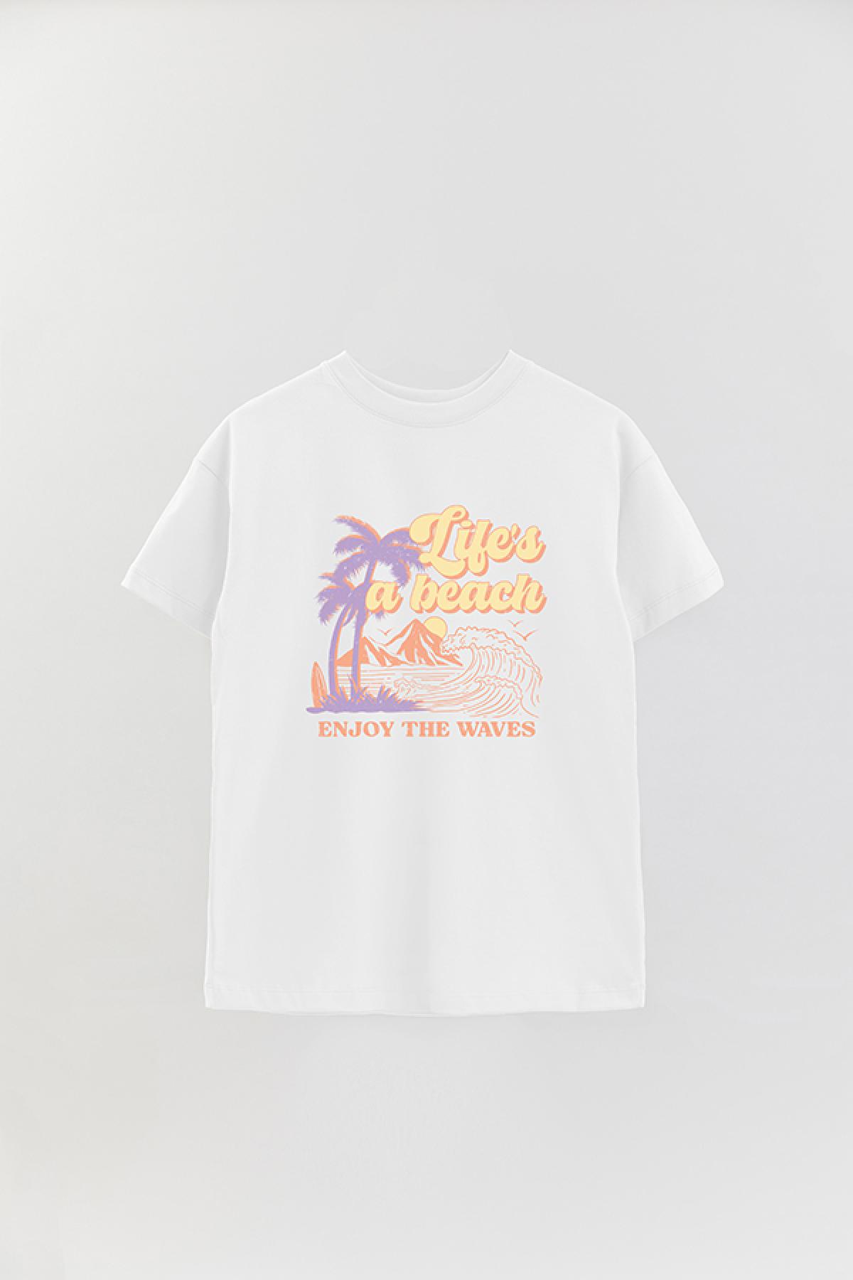 REMERA OVER ESTAMPADA SM2 LIFE IS A BEACH
