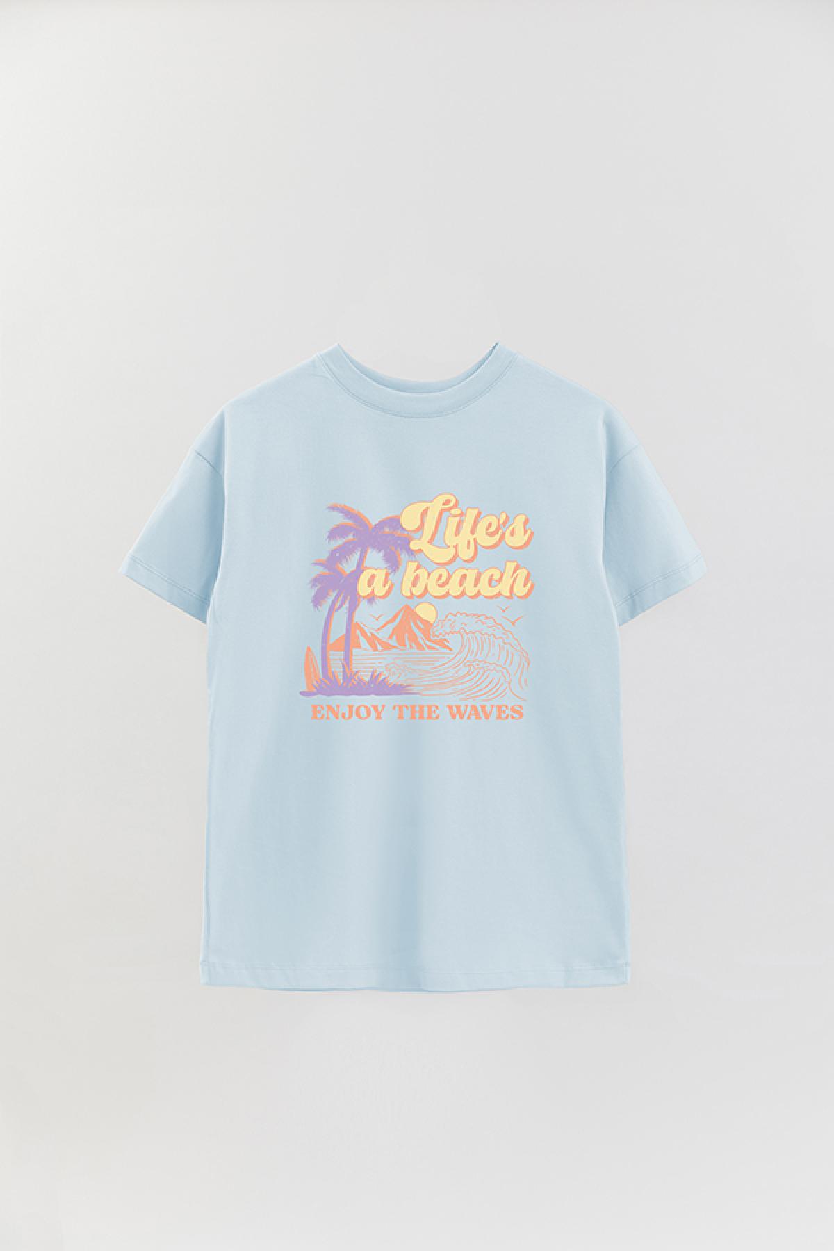 REMERA OVER ESTAMPADA SM2 LIFE IS A BEACH