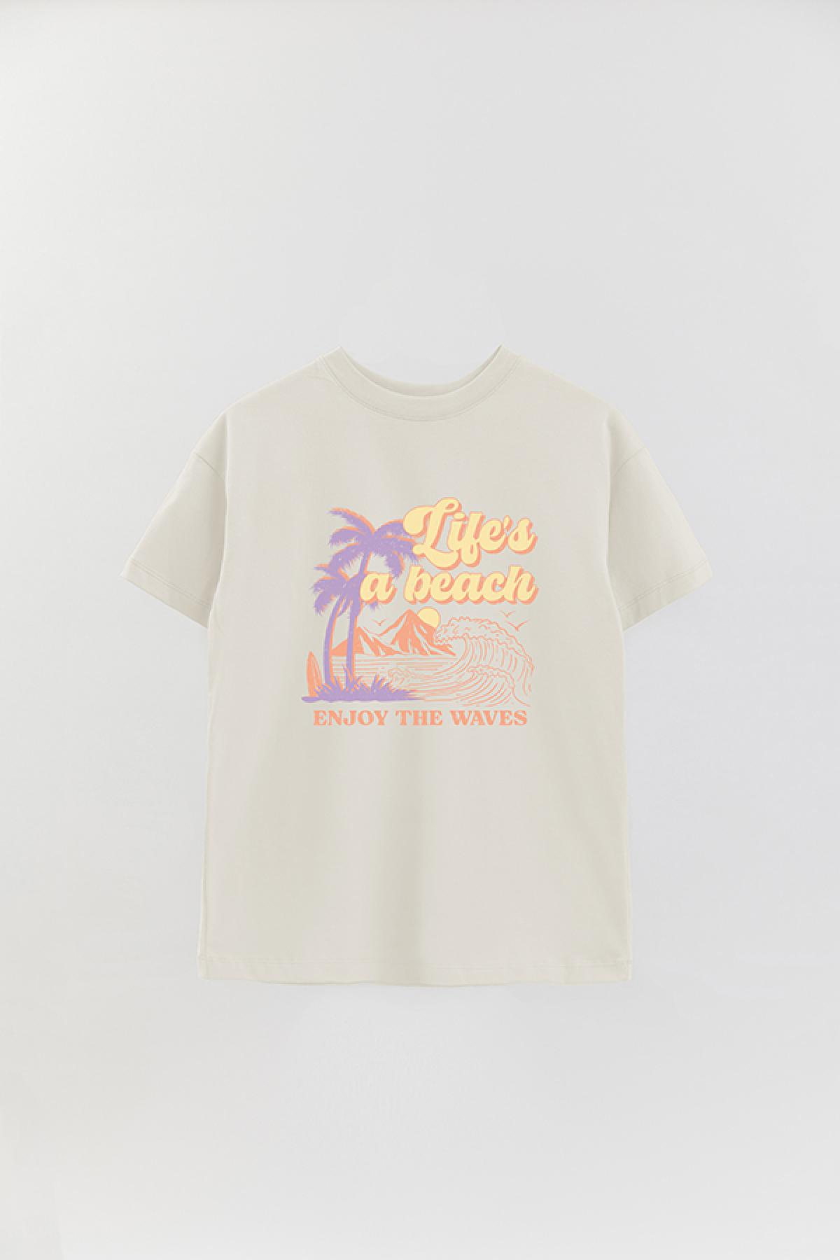 REMERA OVER ESTAMPADA SM2 LIFE IS A BEACH