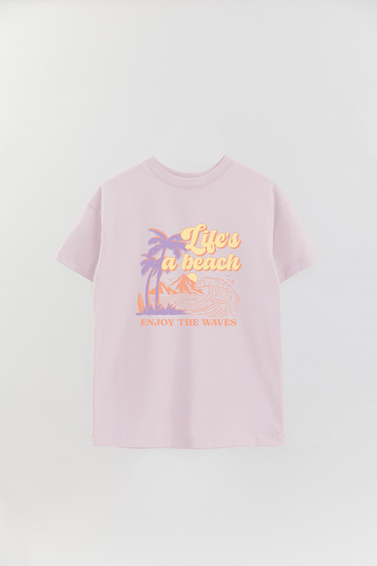 REMERA OVER ESTAMPADA SM2 LIFE IS A BEACH