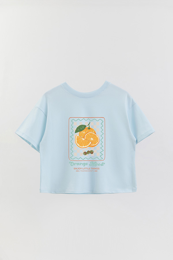 REMERA CROP ESTAMPADA ORANGE MOOD