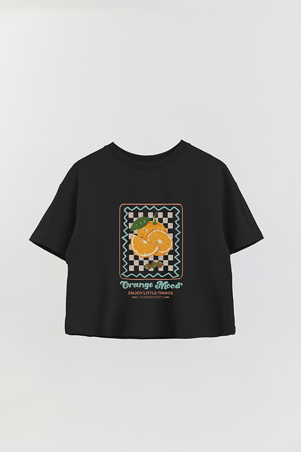 REMERA CROP ESTAMPADA ORANGE MOOD