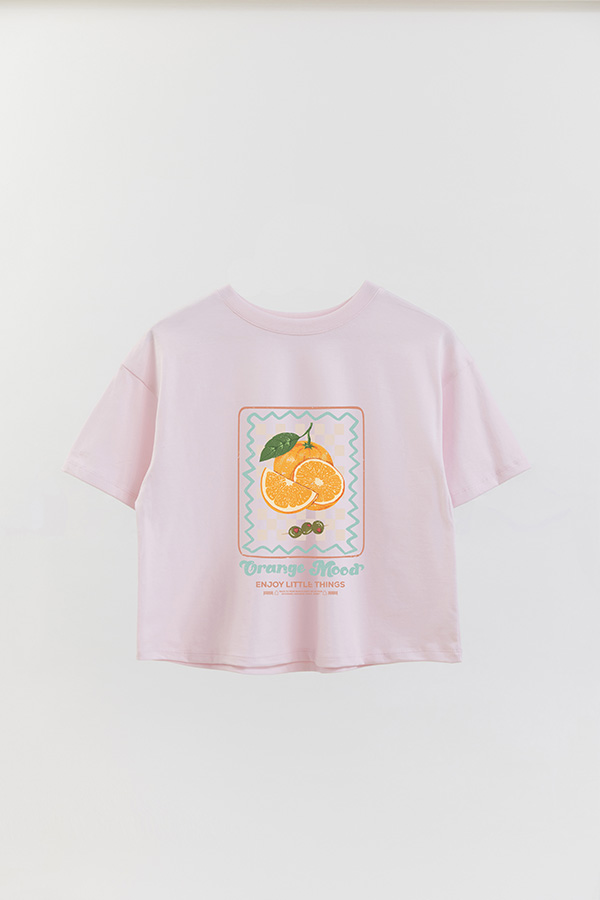 REMERA CROP ESTAMPADA ORANGE MOOD
