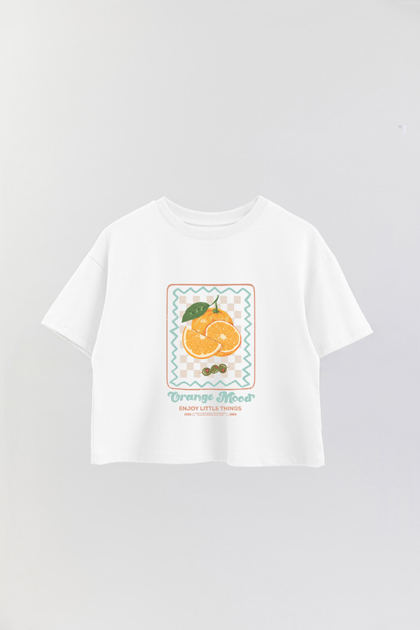 REMERA CROP ESTAMPADA ORANGE MOOD
