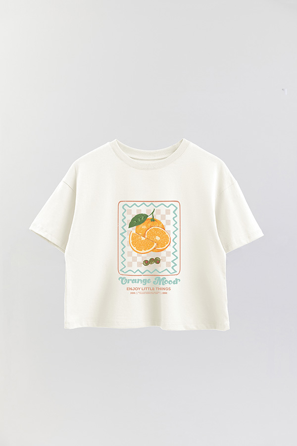REMERA CROP ESTAMPADA ORANGE MOOD
