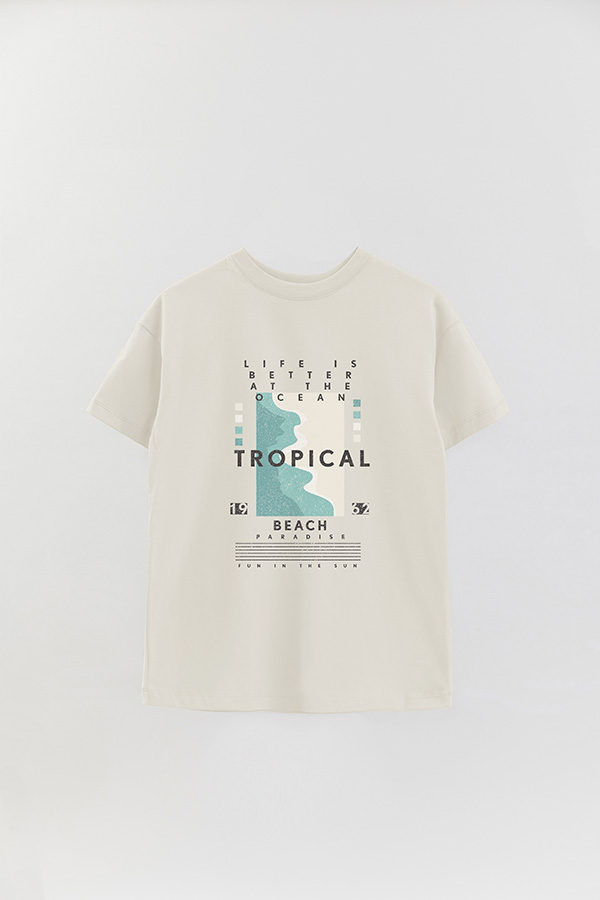 REMERA OVER ESTAMPADA LIFE IS BETTER AT THE OCEAN