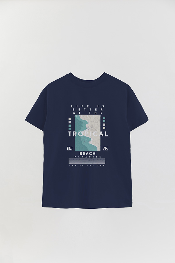 REMERA OVER ESTAMPADA LIFE IS BETTER AT THE OCEAN