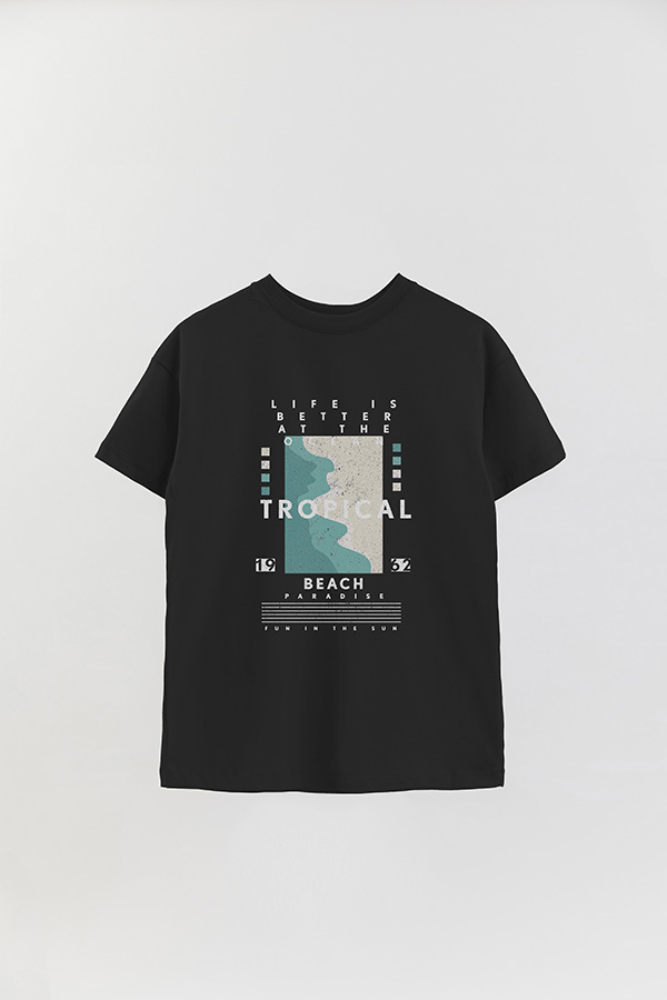 REMERA OVER ESTAMPADA LIFE IS BETTER AT THE OCEAN