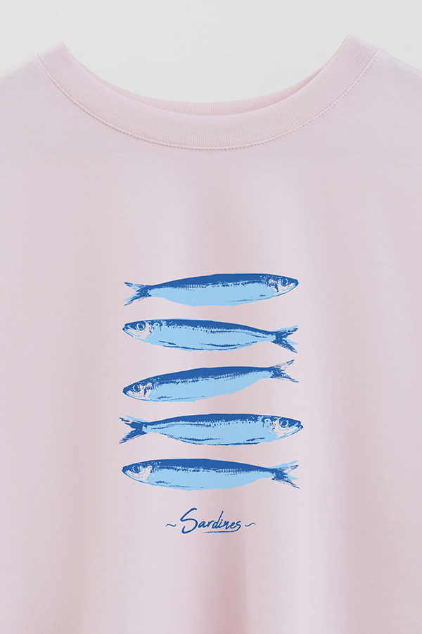 REMERA CROP ESTAMPADA BEACH SARDINES